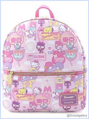 Sanrio Hello Kitty Convertible Double Strap Shoulder Bag Faux Leather